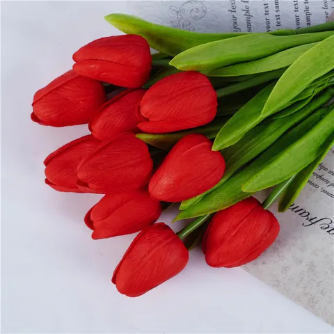Artificial Tulip Flowers PU Real Touch Single Stem Bouquet For Home Decor Wedding Party Floral Arrangement