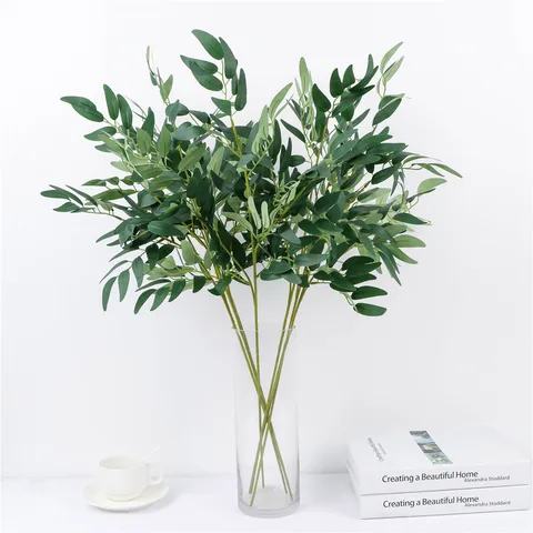 Artificial Willow Leaf Branch Silk Flower Greenery Bouquet For Wedding Home Decor Floral Arrangement Party Supplies