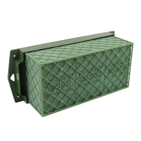 Rectangle Floral Foam Cage with Plastic Grid Green Wet Floral Foam Holder for Fresh Flowers Table Wall Arrangement