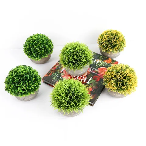 Artificial Green Plants Potted Set Mini Fake Potted Plants With Paper Pulp Pot For Home Indoor Desktop Decoration