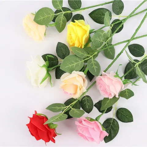 Artificial Silk Rose Flower Single Stem Bouquets Fake Flowers For Home Wedding Party Decor Floral Arrangement