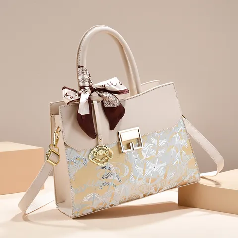Γυναικεία Τσάντα Tote Μεγάλης χωρητικότητας Vintage Κινεζικό Στυλ Κεντημένη PU Δερμάτινη Τσάντα Χειρός Ώμου Χιαστί