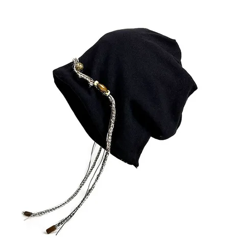 Bohemian Vintage Gestrickte Slouchy Beanie Mütze Für Damen Herbst Winter Warm Perlen Quasten Dekor Retro Ethnischen Stil Mütze