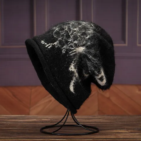 Vintage Schmetterling Slouch Beanie Mütze für Damen Herbst Winter Warme Strickmütze Großer Kopfumfang Lockere Strickmütze