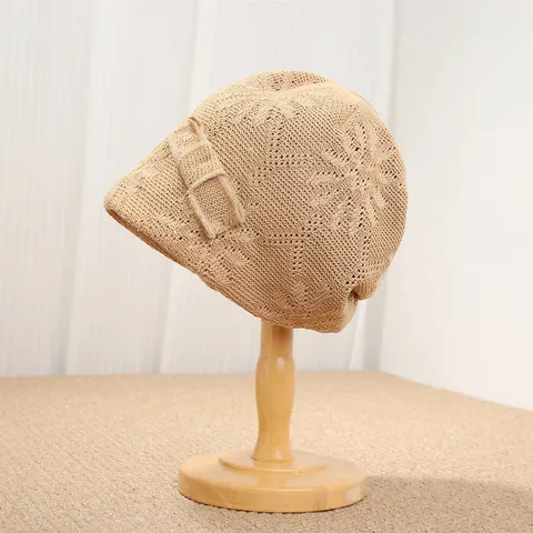 Damen Strickbeanie Mütze Mit Pailletten Und Schleife Ajour Strickmütze Weich Atmungsaktiv Slouchy Skull Cap Für Herbst Winter