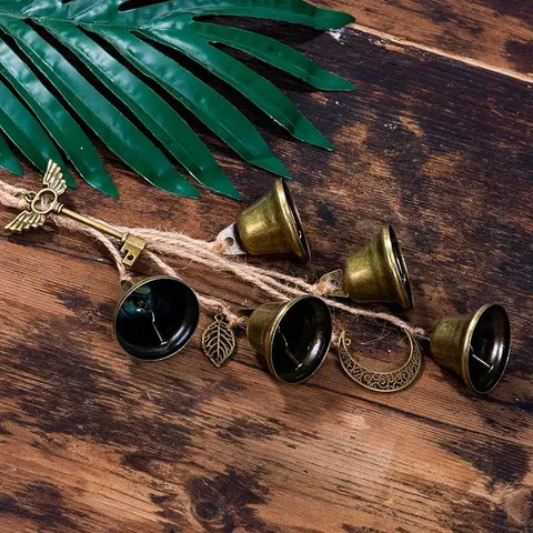 Witch Bells Iron Hanging Protection Door Bell Retro Key Moon Wing Boho Gothic Home Decor For Door Handle Wall Garden