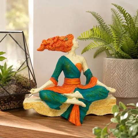 Figurine Sculpturale Inner Harmony Mère Nature Statue de Méditation Yoga en Résine pour Maison Bureau Jardin Zen Décor Cadeau Artisanat