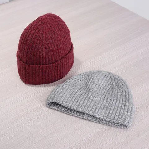 Unisex Strickmütze Beanie Winter Warm Winddicht Einfarbig Rippenstrick Totenkopfmütze Für Outdoor Casual Täglich Damen Herren