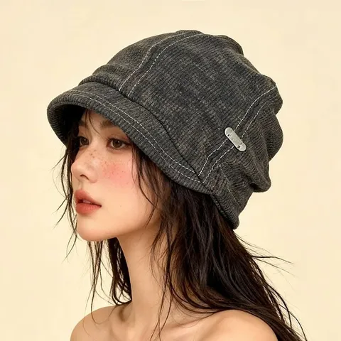 Amerikanischer Vintage Slouchy Anglerhut Für Damen Herbst Winter Gestrickter Waffelstruktur Beanie Weich Warm Winddicht Fischerhut