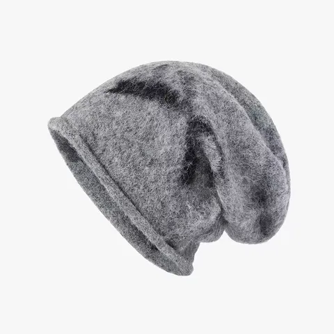 Damen Winter Jacquard Schleife Beanie Mütze Großer Kopfumfang Warme Strick Ohrenschutz Modische Slouchy Totenkopfmütze