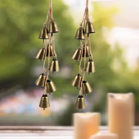 Retro Christmas Bell Wind Chime Hemp Rope Iron Hanging Bells For Door Handle Wall Hanging Home Decor Christmas Supplies Gift