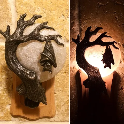 Gotico Halloween Resina Pipistrello Corvo Lampada da Parete Luce Notturna LED Decorazione Casa Festa Accessorio Illuminazione