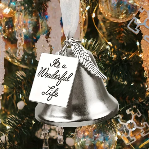 Ornamento Sospeso a Campana di Natale Con Ali di Angelo Ciondolo per Albero Festivo in Metallo Decorazione per Feste a Casa