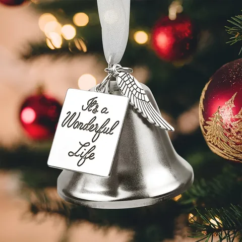 Ornamento Sospeso a Campana di Natale Con Ali di Angelo Ciondolo per Albero Festivo in Metallo Decorazione per Feste a Casa