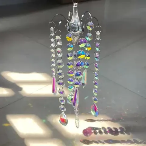 Acchiappasole in Vetro di Cristallo Pendente Sospeso Prisma Multifaccetta Creatore di Arcobaleno Per Finestra Giardino Interno Decorazione