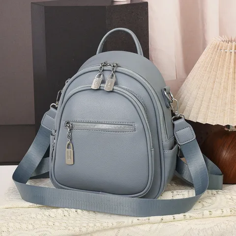 Mujer Suave Cuero PU Mochila Casual Vintage Viaje Daypack Multifunción Bolsa Escolar Elegante Bolso de Hombro Diario