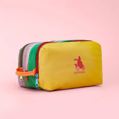 Nylon Aire Libre Viaje Impermeable Bloque de Color Gran Capacidad Bolsa de Cosméticos Bolsa de Aseo de Viaje Multifuncional