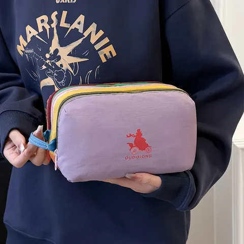 Nylon Aire Libre Viaje Impermeable Bloque de Color Gran Capacidad Bolsa de Cosméticos Bolsa de Aseo de Viaje Multifuncional