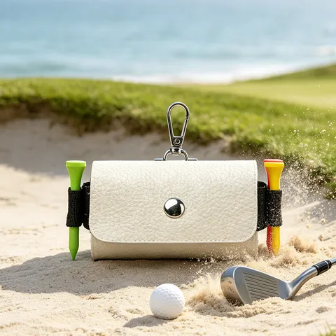 Minimalist PU Leather Mini Golf Ball Bag Portable Earphone Storage Pouch Keychain Coin Purse Outdoor Sports Accessory
