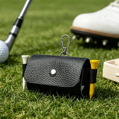 Minimalist PU Leather Mini Golf Ball Bag Portable Earphone Storage Pouch Keychain Coin Purse Outdoor Sports Accessory