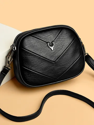 Mujer Moda Cuero PU Bolso de Hombro Urbano Minimalista Bolso Bandolera Elegante Acolchado en V Bolso de Diario