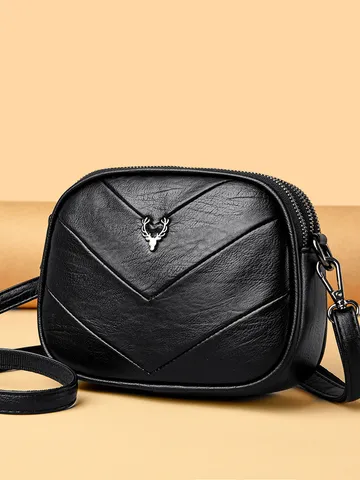 Mujer Moda Cuero PU Bolso de Hombro Urbano Minimalista Bolso Bandolera Elegante Acolchado en V Bolso de Diario
