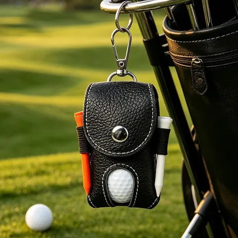 Genuine Leather Golf Ball Bag Portable Waist Hanging Golf Pouch With Metal Hook Golf Tees Holder Sports Accessories