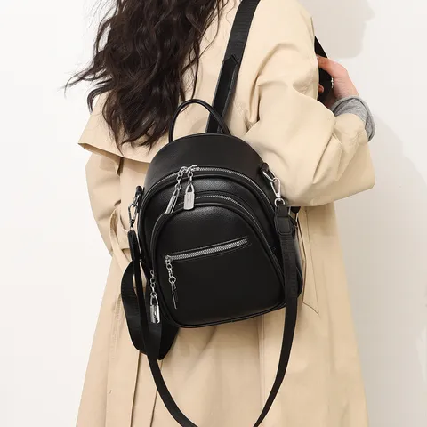 Mujer Suave Cuero PU Mochila Casual Vintage Viaje Daypack Multifunción Bolsa Escolar Elegante Bolso de Hombro Diario