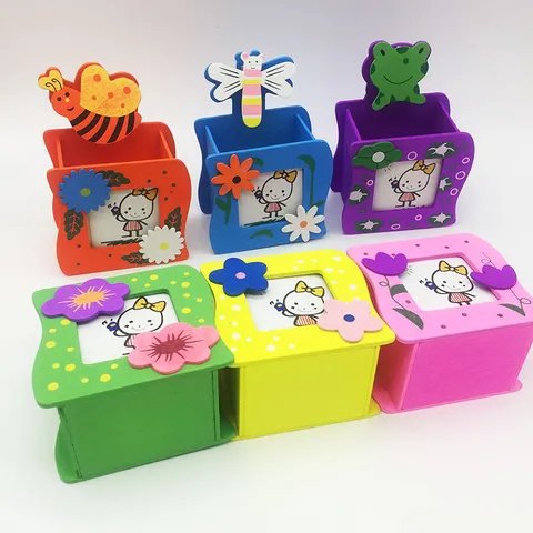 Porta Lápices Multifuncional de Madera con Abeja de Dibujos Animados Organizador de Escritorio Lindo Clip de Foto de Animal Regalo