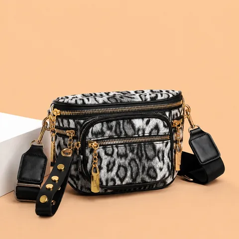 Mujer Moda Estampado Leopardo Cuero PU Bolso Bandolera Gran Capacidad Bolso Pecho Casual Riñonera Trendy Bolso Hombro