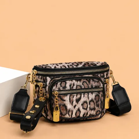 Mujer Moda Estampado Leopardo Cuero PU Bolso Bandolera Gran Capacidad Bolso Pecho Casual Riñonera Trendy Bolso Hombro