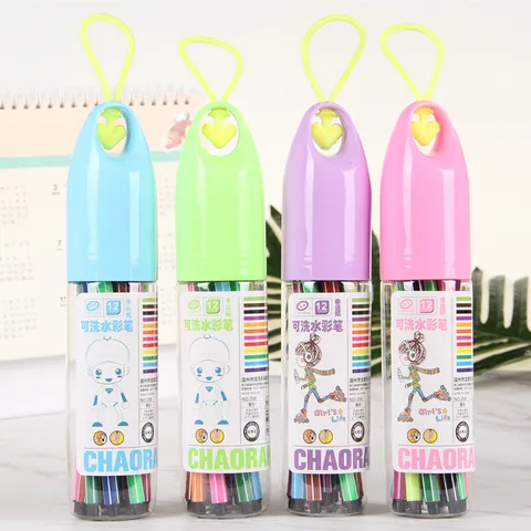 Kids Washable Watercolor Pens Set Portable Lucky Bottle Drawing Graffiti Pens