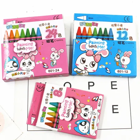 Kids Coloring Crayon Set Portable Paper Box Drawing Oil Pastels For Students School Art Painting Supplies Children Stationery