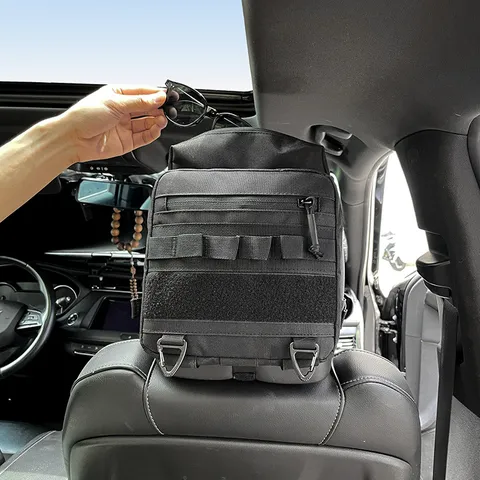 Organizador de Respaldo de Asiento de Coche Bolsa Colgante Táctica Multifuncional Tela Oxford Bolsa de Almacenamiento Universal para Vehículo Negro