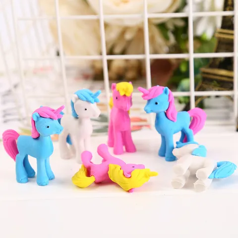 Creatieve Cartoon Eenhoorn Rubberen Gum Schattige Pony Leerling Schrijfwaren Gum Voor Kinderen School Kantoorbenodigdheden