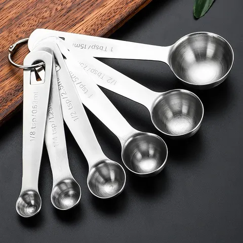 Ensemble de Cuillères à Mesurer en Acier Inoxydable Outils de Cuisson de Cuisine Échelle d'Assaisonnement de Poudre de Café