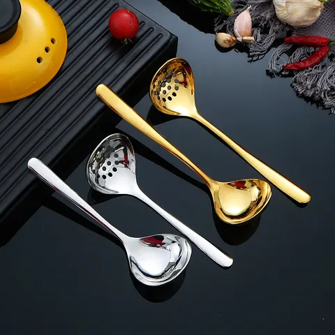 Cuillère à Soupe en Acier Inoxydable 304 Épaisse Maison Restaurant Hot Pot Cuillère Écumoire