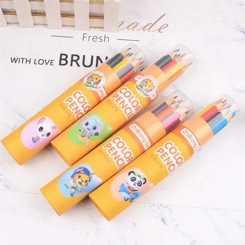 Kinder Buntstifte Fassverpackt Cartoon Kreativ Malerei Schreiben Graffiti Holz Buntstift Set Kunstbedarf