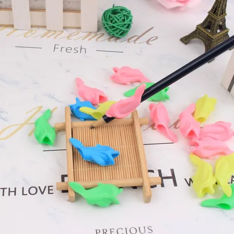 Silicone Pencil Grips For Kids Writing Posture Correction Cute Fish And Dolphin Shape Pen Holders Stationery Accessories