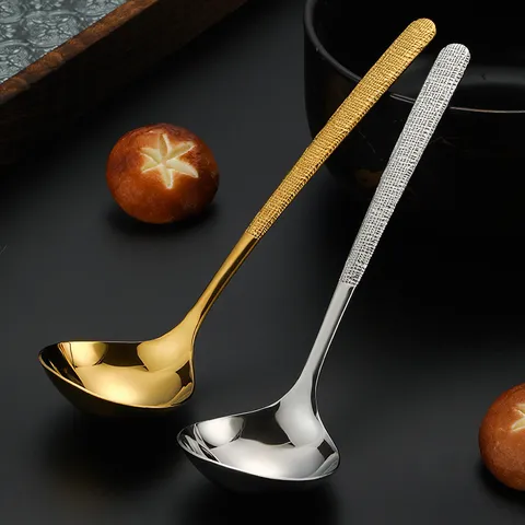 304 Acier Inoxydable Ensemble de Cuillère de Service Vaisselle Martelée Doré Argenté Ustensiles de Cuisine Cuillère de Table