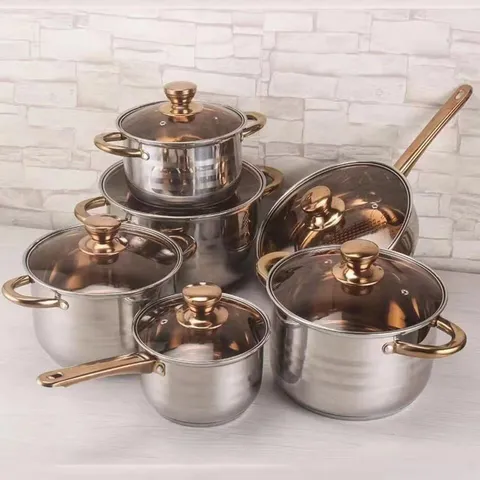 Stainless Steel Cookware Set Nonstick Pots And Pans Set With Glass Lids Rose Gold Handles Kitchen Cooking Set Cookware