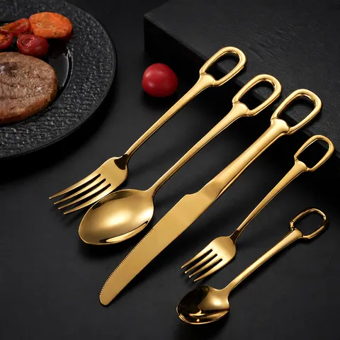 Set de Couverts de Table en Acier Inoxydable Design Nordique Créatif Couteau Fourchette Cuillère Élégant Minimaliste