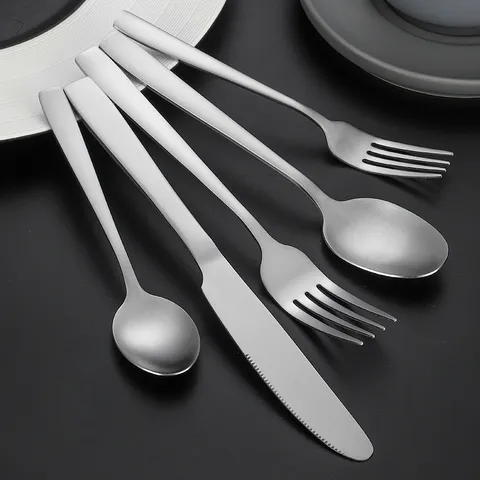 Set de Couteaux et Fourchettes en Acier Inoxydable à Poignée Carrée pour Cuisine Maison Restaurant