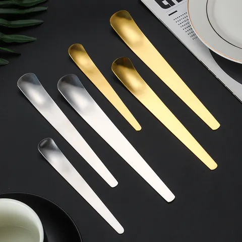 Stainless Steel Creative Square Head Ice Cream Spoon Dessert Spoon Coffee Stirring Spoon Gold Silver Polished Tableware Spoon