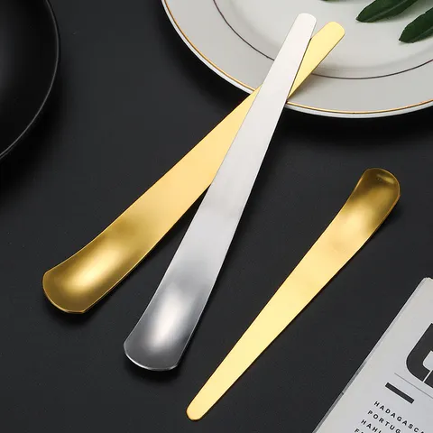 Stainless Steel Creative Square Head Ice Cream Spoon Dessert Spoon Coffee Stirring Spoon Gold Silver Polished Tableware Spoon