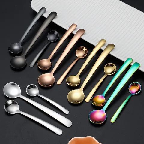 Cuillère à Café en Acier Inoxydable 304 Mini Cuillère à Soupe Ronde Cuillère à Assaisonnement