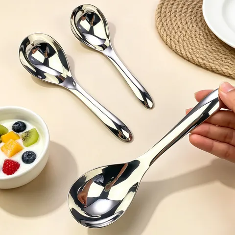 316 Stainless Steel Italian Soup Spoon Household Dinner Metal Tableware For Kitchen Dining Adults