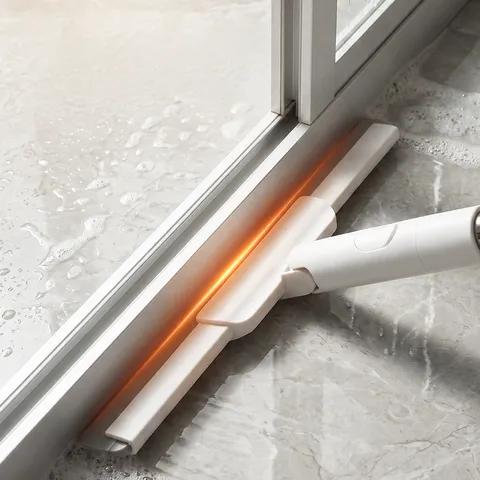 Scopa Magica Tirello in Silicone Manico in Acciaio Inossidabile Testa Rotante Strumento per Pulizia Bagno Casa