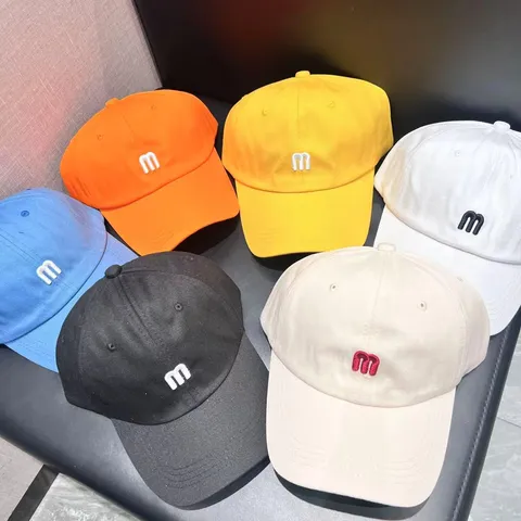 Unisex Katoen Honkbalpet Letter M Geborduurd Verstelbare Gebogen Rand Casual Zonwering Vader Hoed Voor Vrouwen Mannen