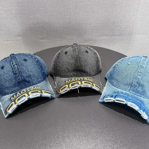 Unisex Distressed Gewassen Katoenmix Honkbalpet Vintage Geborduurde Letter Platte Rand Verstelbare Buiten Zonnehoed